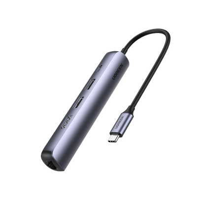 Docking Station USB-C / 5 en 1 / HDMI 4K@60Hz / 2 USB-A 3.1 5 Gbps / RJ45 Gigabit / PD 100W / Aluminio
