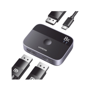 Conmutador DP 1.4 8K | Display Port Splitter 2 Entradas a 1 Salida | Bidireccional | 3D | HDR10+ | Dolby Atmos | 240Hz | 48Gbps | Compatible Free-Sync/G-Syng | Sincronización de Audio | Potentes Chips de Última Generación.