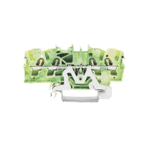 Borna de tierra para 4 conductores; 2,5 mm²; Apropiado para aplicaciones Ex e II; Marcaje lateral y central; para carril DIN 35 x 15 y 35 x 7,5; Push-in CAGE CLAMP®; 2,50 mm²; verde-amarillo