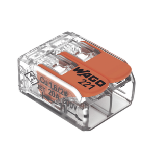 Bornera de Conexión / 2 Conductores / 4 mm² / Palancas Operativas / Carcasa Transparente / 300V 20A / T85 / Certificación UL ENEC
