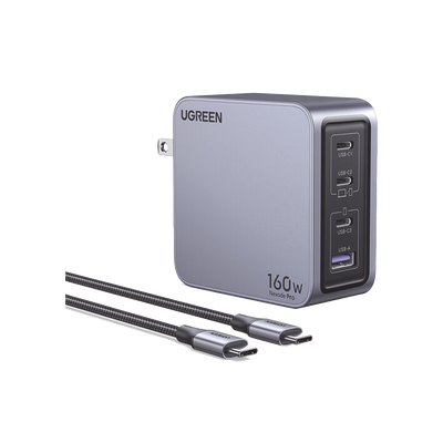 Cargador Rápido GaN / 160W Total / 4 Puertos / PD3.1 140W / PPS / UFCS / QC5 / PC 94-V0