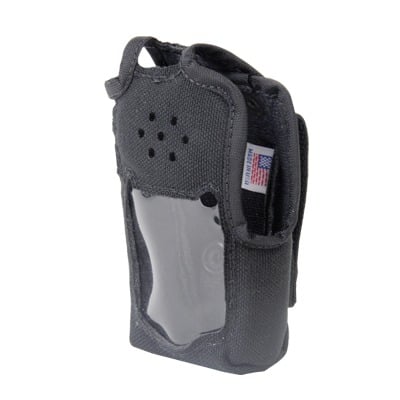 Funda Protectora de Nylon / Lazo Ajustable para Cinto / Capuchón con Broches / Visor Frontal Transparente / Compatible con Radios Icom IC-F50/F60 Series