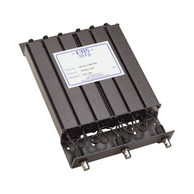 Duplexer de Rechazo de Banda / 440-490 MHz / 4.6-6 MHz Separación Tx-Rx / 50 W / 6 Cavidades / 1.25 x 6 x 9.5 in