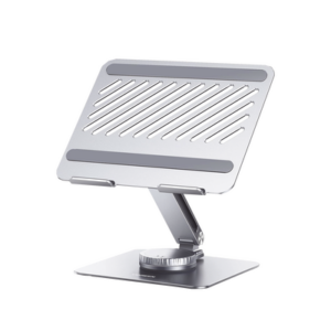 Soporte Giratorio para Laptop / Rotación 360° con Bloqueo / Aluminio / Carga 5 kg / 10 a 17.3" / Altura y Ángulo Ajustable / Plegable