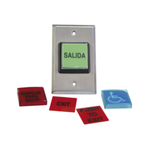 Botón de Salida / Placas Intercambiables Español/Inglés / LED 12 VCC / NO/NC / Acero Inoxidable / ADA