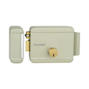 Cerradura Eléctrica / Doble Cerrojo / 12 VCA 2.5 A / Activación por Pulso 2 s / Exterior / Puerta Izquierda