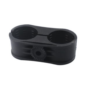 Sujetador Plástico para Cable Coaxial / 2 Cables / 2-1/4" / Ajuste 2.48 a 2.56 in (63 a 65 mm) / Montaje Varilla 3/8" o M10