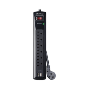 Multicontacto Con Supresor de Picos, Voltaje de Entrada 125 Vca NEMA 5-15P, Con 6 Salidas NEMA 5-15R, 2 Puertos de Carga USB, 1200 Joules