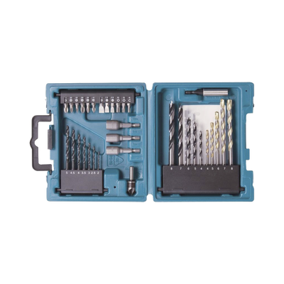 Juego de Accesorios Multipropósito / 34 Piezas / Brocas HSS-R, Concreto y Madera / Puntas y Avellanadores / Guías Magnéticas T20, T25, T30