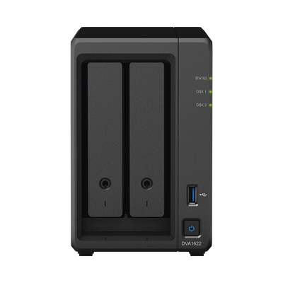 NVR Deep Learning / 2 Bahías / Intel Celeron Quad-Core 2.7 GHz / 6GB DDR4 / HDMI 4K / 1GbE Link Aggregation / Compacto 166 x 106 x 223 mm