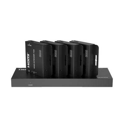Splitter HDMI 1x4 / 4K@30Hz 4:4:4 / 1080p@60Hz / Extensión 40 m (131.2 ft) Cat6 / PoC / HDCP 1.4