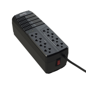 Regulador de Voltaje / 1000 VA / 500 W / 8 Contactos / AVR ±10% / Supresor de Picos 90 J / Protección RJ11 / Rango 95-148 V