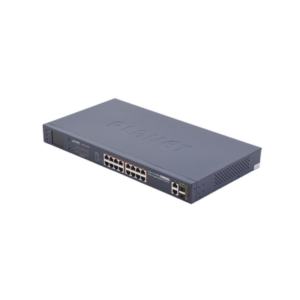 Switch PoE+ / 16 Puertos 10/100 Mbps / 2 Gigabit Combo TP/SFP / 300W / LCD y VLAN Extended / ±4kV