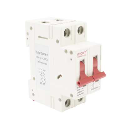 Interruptor Termomagnético DC / 2 Polos / 20 A / 800 VCC / Curva C / 6 kA / Riel DIN