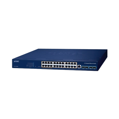 Switch PoE Administrable Capa 3 / 24 Puertos Gigabit / 8 Puertos 802.3bt / 16 Puertos 802.3at / 4 SFP+ 10G / 480 W PoE