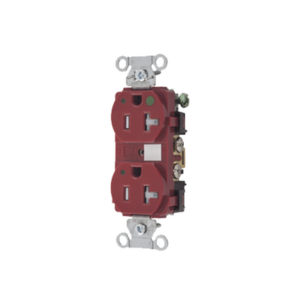 Contacto Duplex  de 20 A 125 V CA/ A prueba de Manipulaciones / Nema 5-20R / Grado Hospitalario / Color Rojo.