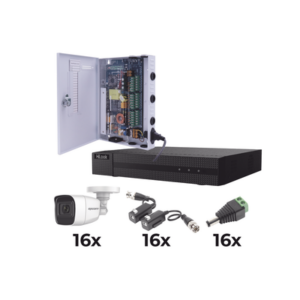 Kit de Videovigilancia TurboHD / DVR 16 Canales / 16 Cámaras Bala 1080p / Audio por Coaxitron / IR 25 m (82 ft) / Fuente de Poder 20A