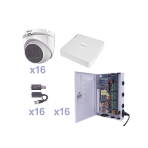 Kit TurboHD 1080p Lite / DVR 16 Canales / 16 Cámaras Eyeball Exterior / Fuente 20A / Transceptores UTP