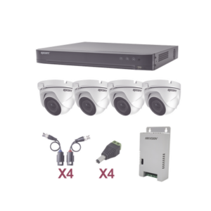Kit TurboHD / 1080p / DVR 4 Canales / 4 Cámaras Eyeball / IR 20 m (65.6 ft) / Lente 2.8 mm / Fuente Regulada / Transceptores UTP