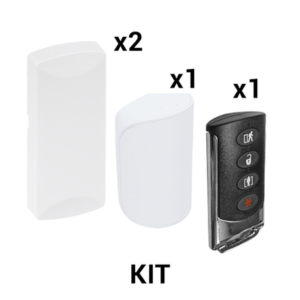 Kit de Sensores Inalámbricos / 2 Contactos Magnéticos / 1 PIR Inmune a Mascotas 38 kg / 1 Llavero Remoto 4 Botones / 433 MHz / Alcance 12 m (39.4 ft)