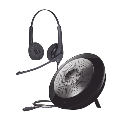Kit de Auriculares y Altavoz / Cancelación de Ruido / Conexión 3.5mm / Push-to-Talk / Brazo 270°
