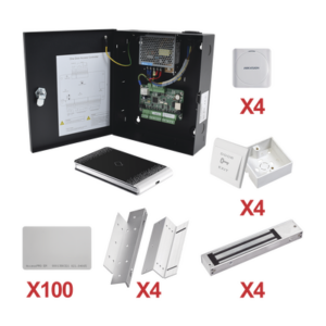 Kit de Control de Acceso por Tarjeta / 4 Puertas / 10,000 Tarjetas / 50,000 Eventos / Gabinete Metálico / 12VCC 8A / -20°C a 65°C / 11.2 x 9.3 x 2.7 pulgadas