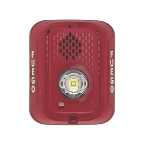 Sirena con Estroboscopio LED / 2 Hilos / Montaje en Pared / Candela Seleccionable 15-185 cd / Marcaje FUEGO / Compatible SpectrAlert