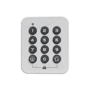 PINPad Inalámbrico / Frecuencia 433.92 MHz / Armado 1 Botón / Desarmado 4-10 Dígitos / Alimentación por Batería CR2032 / Tamaño Compacto 5.8 x 5 x 1 cm