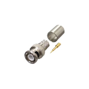 Conector Coaxial BNC Macho / Anillo Plegable / Bronce Niquelado / Contacto Oro / Teflón / RG-8/U, LMR-400, CNT-400, 9913