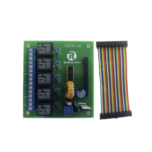 Tablilla interfaz de relevadores / 5 canales / 10A @ 120VCA / Arnés 20x2 pines / 32.8 pies / Raspberry Pi 40 pines