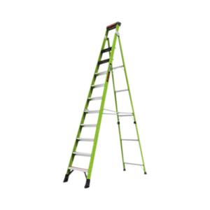 Escalera de 3.65 m Capacidad máxima de 170 Kg, inclinada, de fibra de vidrio con almohadilla de pared giratoria.