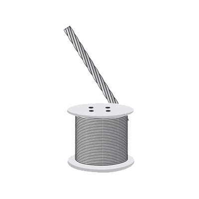 Cable de Retenida de Acero / 7 Hilos Trenzados / Carga a Ruptura 1294 kg (2850 lb) / Diámetro 3/16" / Galvanizado Clase A