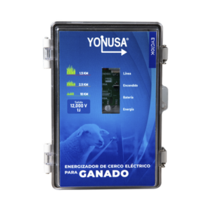 Energizador para Cercas Electrificadas / 10,000 V / 2 Joules / 25 km (82,020 ft) / Alimentación Solar 12 V / Batería Respaldo 3 Días