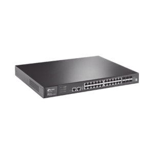 Switch Core JetStream administrable capa 3, 24 puertos RJ45 Gigabit, 4 puertos SFP combo, hasta 4 ranuras SFP+, apilamiento de hasta 8.