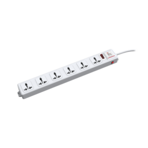Protector de 120 Vca con 6 contactos de alimentación en color blanco