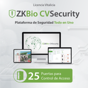 Licencia de Software / Control de Acceso / 25 Puertas / Vitalicia / Biométricos Green Label / ZKBio CVSecurity