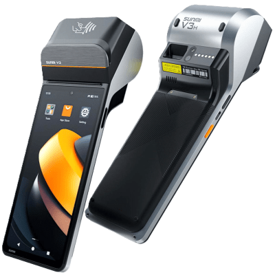 Terminal SUNMI V3 / Procesador Qualcomm Hexa-Core / Pantalla 6.75" HD / 3GB RAM + 32GB Almacenamiento / Impresora Térmica 58mm / NFC SoftPOS / Escáner Láser 2D / Compatible con SUNMI OS y Android 13