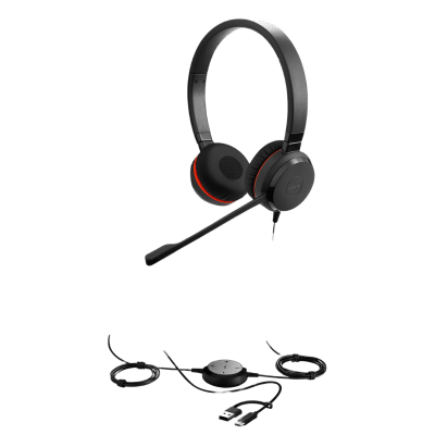 Auricular Profesional UC / Cancelación de Ruido Avanzada / Conexión Dual USB-C/A y 3.5 mm / Micrófono con Supresión de Ruido de Fondo / Controlador en Cable con LED / Almohadillas para Uso Prolongado