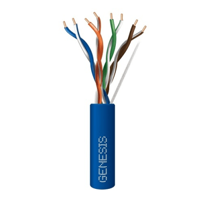 Bobina de Cable / UTP Cat6 Riser / 1000 Pies / Cobre Sólido / UL CMR / 350 MHz / CCTV y Redes IP / Azul