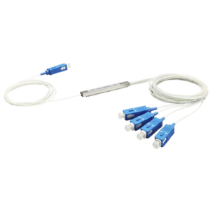 Divisor Óptico PLC / 1x4 Puertos / Conectores SC/UPC / Fibra 900 Micras / Rango 1260-1650 nm / -40 a 85°C