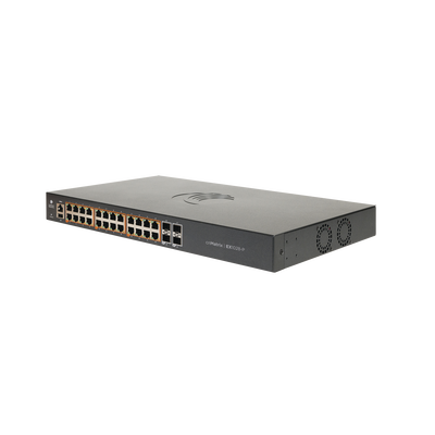 Switch / 24 Puertos PoE 802.3af/at / 200 W / Gigabit Ethernet / 4 SFP / Capa 2 / Gestión en la Nube / 19" Rack