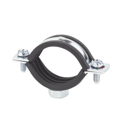 Abrazadera Isofónica Reforzada / Diámetro 28 mm / Carga 150 kg / Rango Térmico -30°C a +120°C / Acero 1.75-2.3 mm / Recubrimiento Cincado 3 micras