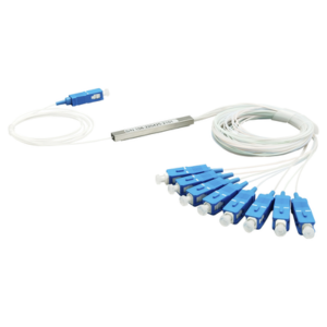 Divisor Óptico PLC / 1x8 Puertos / Conector SC/UPC / Rango 1260~1650 nm / Fibra G.657A / -40 a 85°C