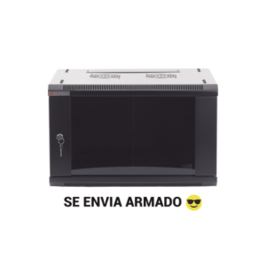 Gabinete de Pared / 6UR / 450mm (1.48 ft) Profundidad / Cristal Templado / 60kg Carga / Acero Negro