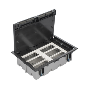 Caja Para Instalación en Piso Falso para Voz, Datos o Contactos Eléctricos / Capacidad para 6 Módulos / Espacio Embellecedor en la Tapa / Profundidad Ajustable de 90 a 120 mm (3.54 a 4.72 pulgadas) / Los Módulos se Adquieren Aparte / (SF610/14CY)