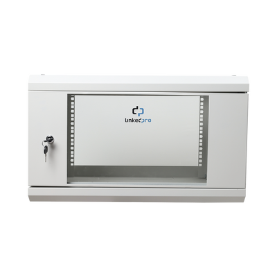 Gabinete de Pared 6U / 19" / Profundidad 455 mm (1.49 ft) / Cristal Templado / Carga 80 kg / Acero Reforzado