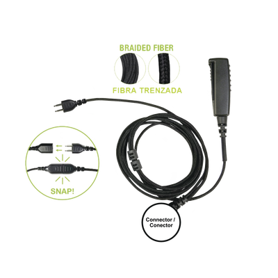 Cable para Micrófono Audífono / Conector P-Snap 2 Hilos / Fibra Trenzada / Compatible Icom IC-F3216/4261/52D/62D/3400/4400 - Image 4