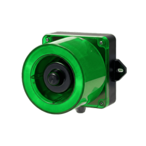 Baliza LED Verde con Sirena / 31 Tonos / 123 dB / 12-24 VCD / IP66 / -50°C a +50°C