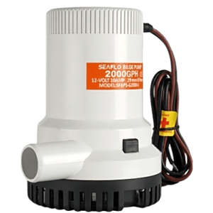 Bomba de Achique / 2000 GPH (7571 LPH) / 12V CD / Eje de Acero Inoxidable / Operación en Seco / Anti-Airlock / Certificación ISO 8849