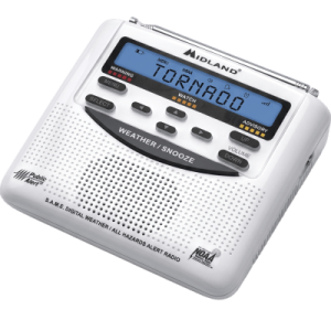 Radio de Alerta Meteorológica / 7 Canales NOAA / Tecnología S.A.M.E. / Sirena 90 dB / Respaldo por Baterías AA / Certificación Public Alert